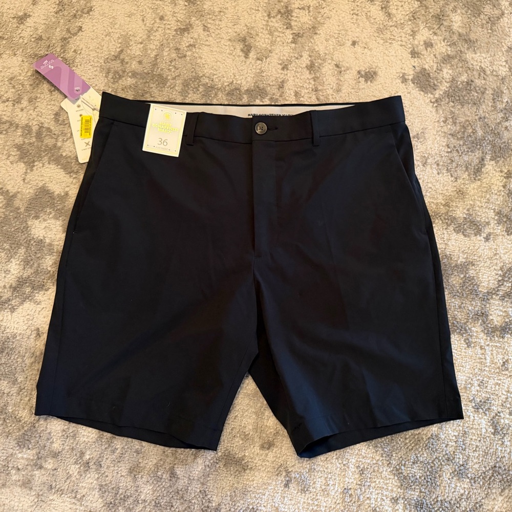Hart Schaffner Marx Black Flat-Front Shorts